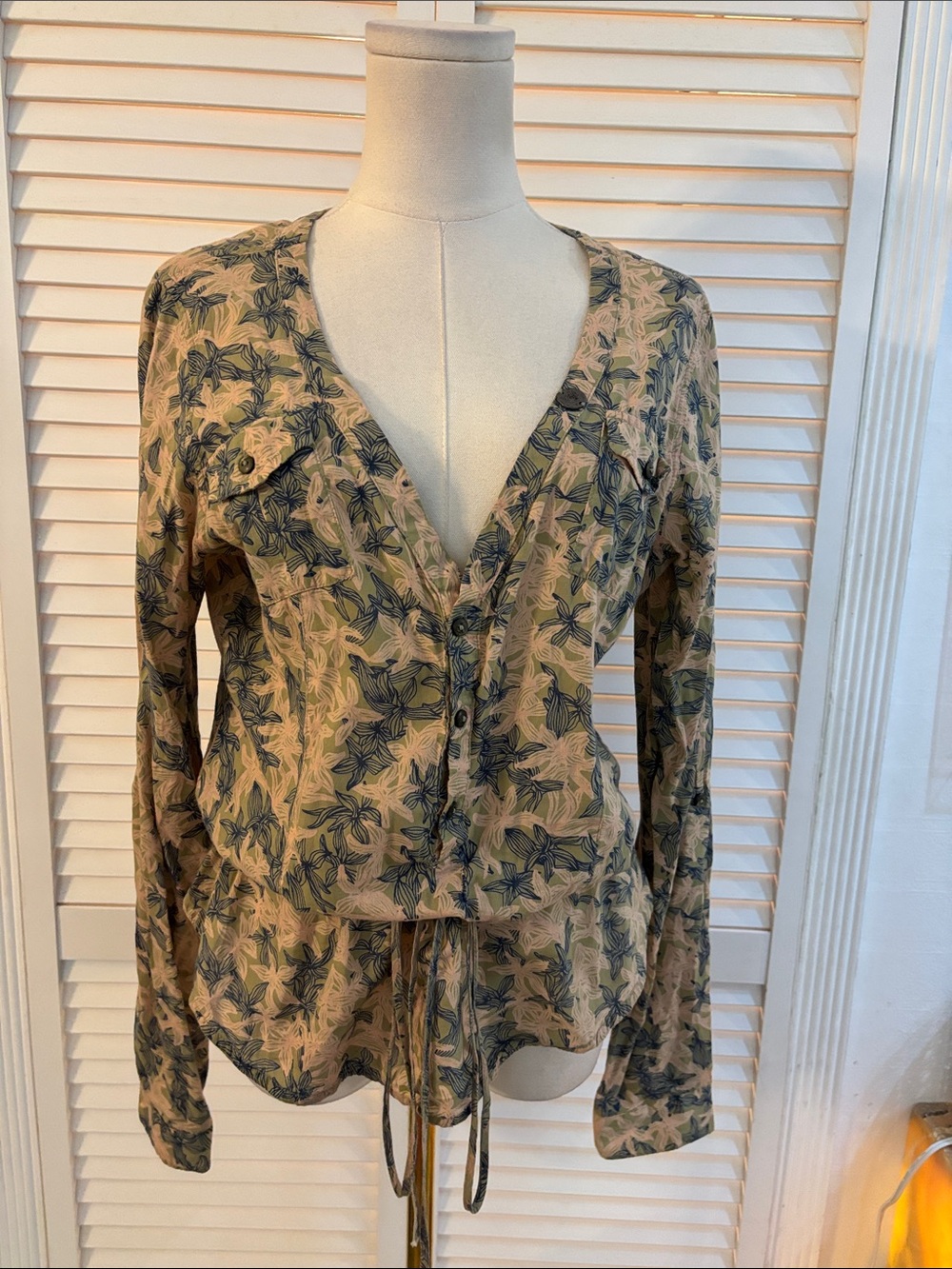 Diesel Floral Button-Down Shirt in Olive and Navy